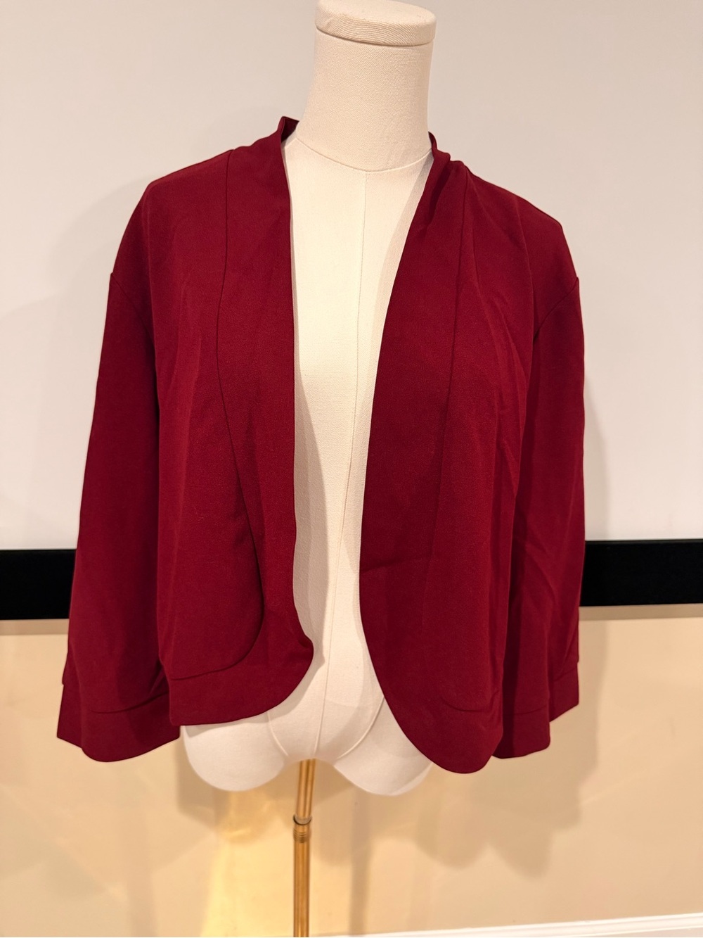 Open Front Burgundy Knit Blazer